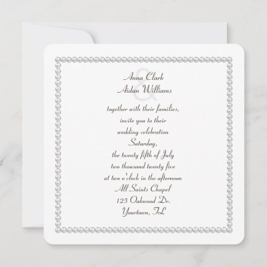 Pearl in Seashell Wedding Kaart (Achterkant)