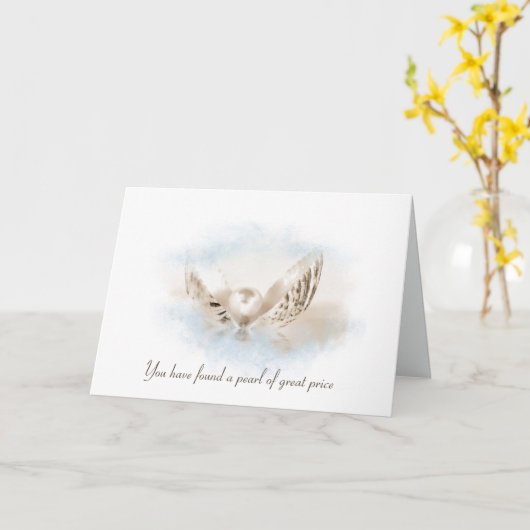 Pearl in Seashell Wedding Kaart (Gele Bloem)