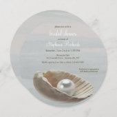 Pearl in Shell Ronde Bruids Douche Uitnodiging (Voorkant / Achterkant)