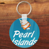 Pearl Islands tropical reisposter. Sleutelhanger (Voorkant)