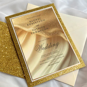 Pearl Ivory Glitter Elegante Typografie Huwelijk Kaart
