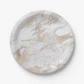 Pearl Ivory Titanium White Gold Marble Papieren Bordje (Voorkant)