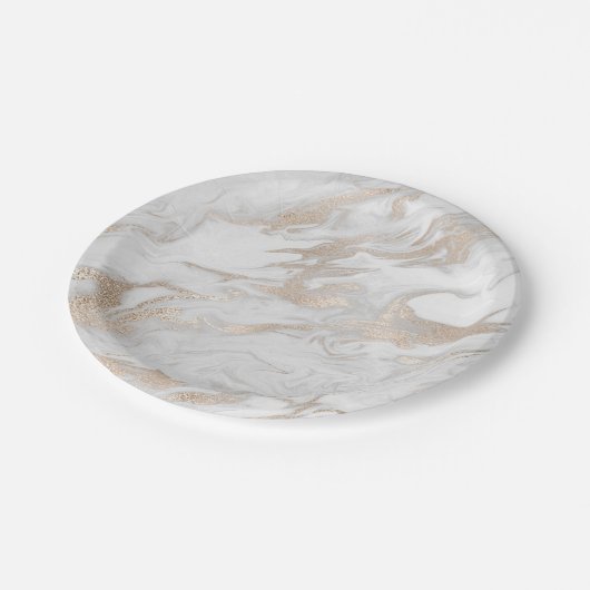 Pearl Ivory Titanium White Gold Marble Papieren Bordje (Gekanteld)