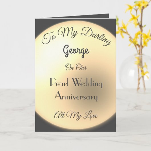 Pearl Jubileum Husband Groet Kaart (Gele Bloem)