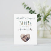Pearl Jubileum Modern 30th Wedding Invitation Briefkaart (Staand voorkant)