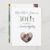 Pearl Jubileum Modern 30th Wedding Invitation Briefkaart (Voorkant / Achterkant)