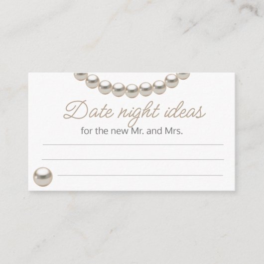 Pearl ketting Datum nacht ideeën Informatiekaartje (Voorkant)