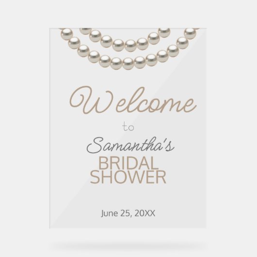 Pearl Ketting Vrijgezellenfeest Welkom Acryl Bord (Voorkant)