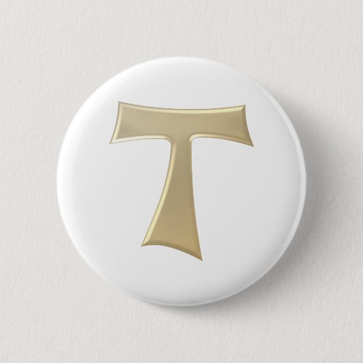 Pearl Kijk Franciscan Tau Cross Ronde Button 5,7 Cm (Voorkant)