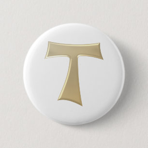 Pearl Kijk Franciscan Tau Cross Ronde Button 5,7 Cm