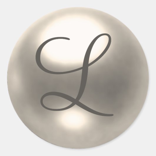 Pearl L monogram bruiloft Ronde Sticker (Voorkant)