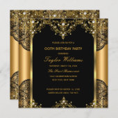 Pearl Lace Gold Black Glamor Birthday Party 2 Kaart (Voorkant / Achterkant)