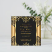 Pearl Lace Gold Black Glamor Birthday Party 2 Kaart (Staand voorkant)