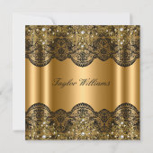 Pearl Lace Gold Black Glamor Birthday Party 2 Kaart (Achterkant)