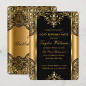 Pearl Lace Gold Black Glamor Birthday Party 2 Kaart (Voorkant / Achterkant)