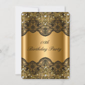 Pearl Lace Gold Black Glamor Birthday Party 2 Kaart (Achterkant)