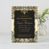 Pearl Lace Gold Cream Glamor Birthday Party Kaart (Staand voorkant)