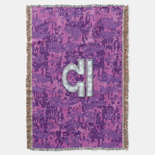 Pearl Libra Zodiac Sign on Fuchsia Digital Camo Deken (Voorkant Verticaal)