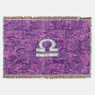 Pearl Libra Zodiac Sign on Fuchsia Digital Camo Deken