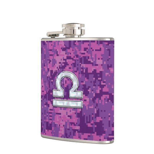 Pearl Libra Zodiac Sign on Fuchsia Digital Camo Heupfles (Links)
