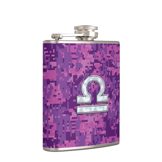 Pearl Libra Zodiac Sign on Fuchsia Digital Camo Heupfles (Rechts)