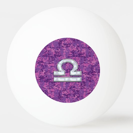 Pearl Libra Zodiac Sign on Fuchsia Digital Camo Pingpongbal (Voorkant)