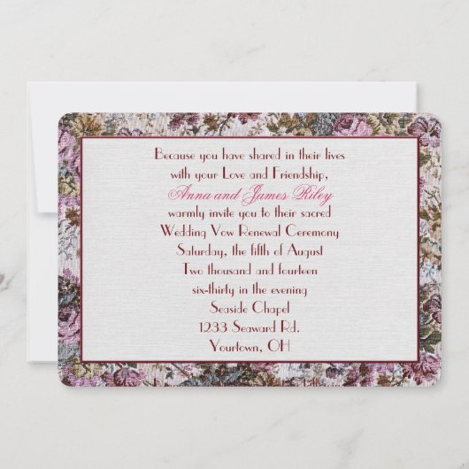 Pearl Lijst en Tapestry Vow Renewal Kaart (Achterkant)