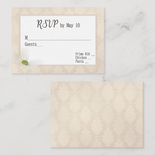 Pearl Lijst op Damask RSVP Informatiekaartje (Voorkant / Achterkant)