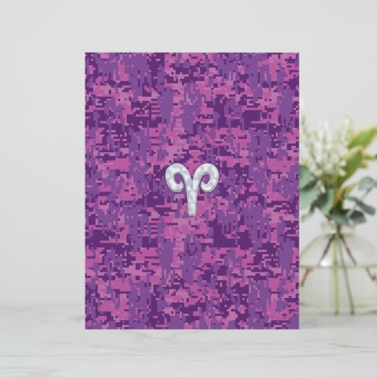 Pearl like Aries Symbol on Pink Digital Camo (Staand voorkant)