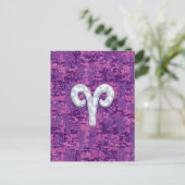 Pearl like Aries Symbol on Pink Digital Camo Briefkaart (Staand voorkant)