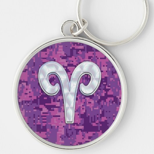 Pearl like Aries Symbol on Pink Digital Camo Sleutelhanger (Voorkant)