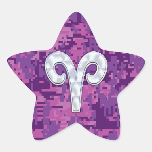 Pearl like Aries Symbol on Pink Digital Camo Ster Sticker (Voorkant)