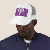 Pearl like Aries Symbol on Pink Digital Camo Trucker Pet (In situ)