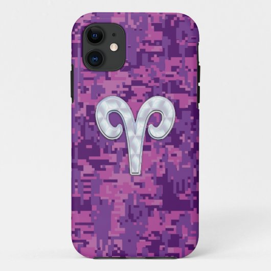 Pearl like Aries Zodiac Pink Fuchsia Digital Camo Case-Mate iPhone Case (Achterkant)