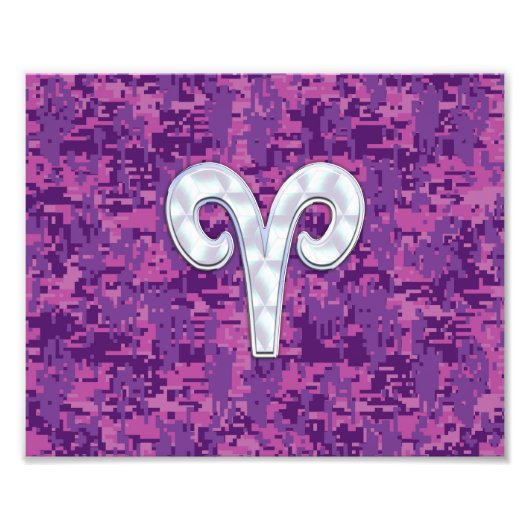 Pearl like Aries Zodiac Sign on Digital Camo Foto Afdruk (Voorkant)