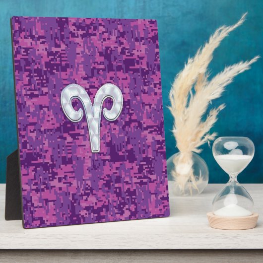 Pearl like Aries Zodiac Sign on Digital Camo Fotoplaat (Zijkant)