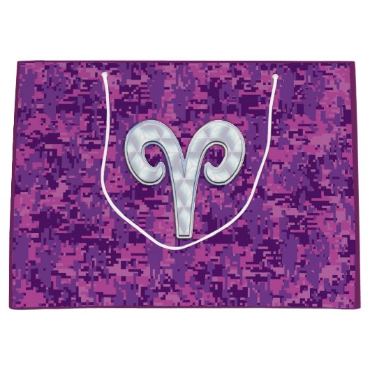 Pearl like Aries Zodiac Sign Pink Camouflage Large Cadeautasje (Voorkant)