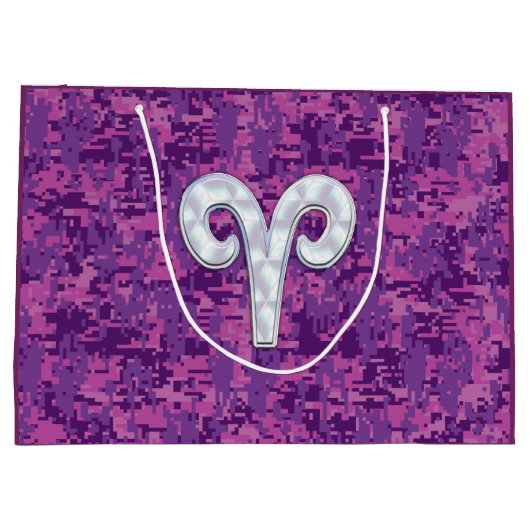 Pearl like Aries Zodiac Sign Pink Camouflage Large Cadeautasje (Achterkant)