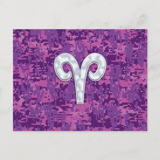 Pearl Like Aries Zodiac Symbol Digital Camouflage Briefkaart (Voorkant)