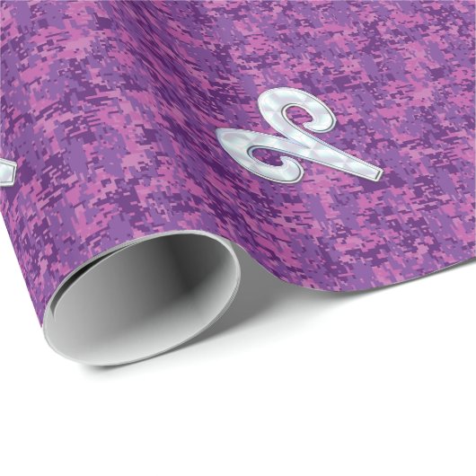 Pearl Like Aries Zodiac Symbol Digital Camouflage Cadeaupapier (Rol Hoek)