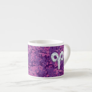 Pearl Like Aries Zodiac Symbol Digital Camouflage Espresso Kop