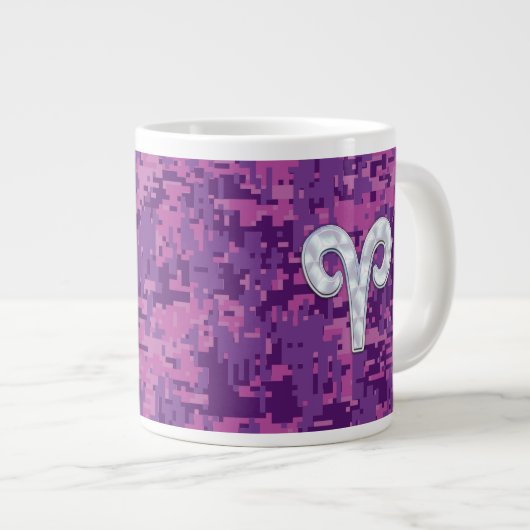 Pearl Like Aries Zodiac Symbol Digital Camouflage Grote Koffiekop (Voorkant rechts)