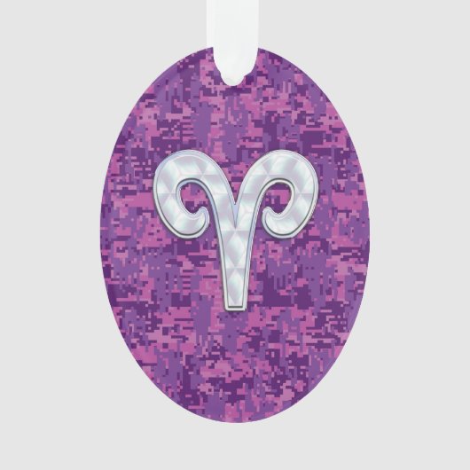 Pearl Like Aries Zodiac Symbol Digital Camouflage Ornament (voorkant)
