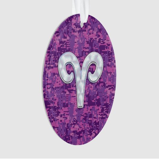 Pearl Like Aries Zodiac Symbol Digital Camouflage Ornament (voorkant)