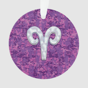 Pearl like Aries Zodiac Symbol Digital Camouflage Ornament
