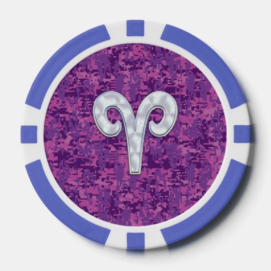 Pearl Like Aries Zodiac Symbol Digital Camouflage Pokerchips (Voorkant)