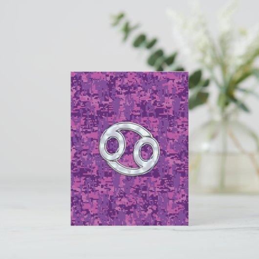 Pearl like Cancer Zodiac Sign on Digital Camo Briefkaart (Staand voorkant)