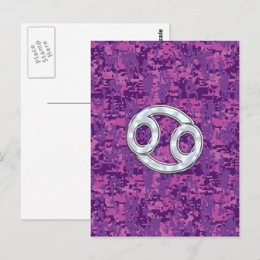 Pearl like Cancer Zodiac Sign on Digital Camo Briefkaart (Voorkant / Achterkant)