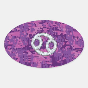 Pearl like Cancer Zodiac Sign on Digital Camo Ovale Sticker