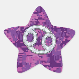 Pearl like Cancer Zodiac Sign on Digital Camo Ster Sticker